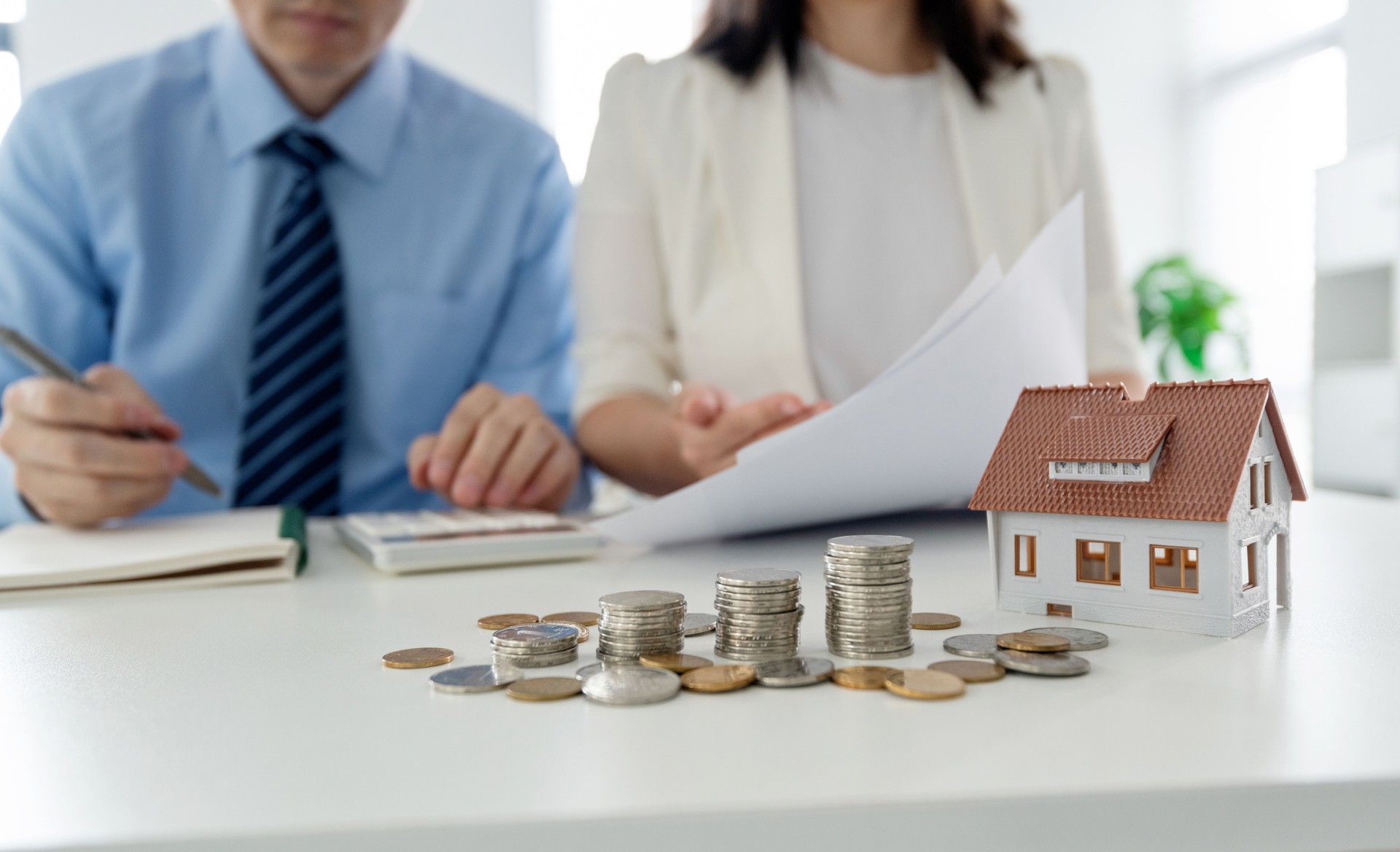 Real estate agent working on office